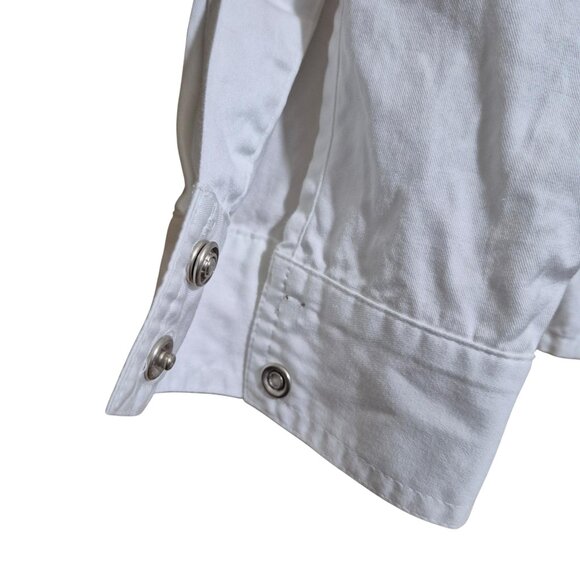 Chicos Platinum Top Womens M White Snap Front Shirt 100% Cotton Casual Career - Picture 6 of 7